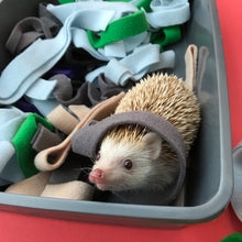Load image into Gallery viewer, Fleece forage strips for bedding, fleece strips for nesting, dig box or forage tray.