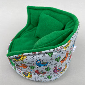 Drama Llama cuddle cup. Pet sofa. Hedgehog and small guinea pig bed. Small pet beds.