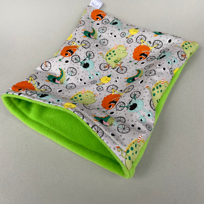 Cycling monsters snuggle sack. Cuddle pouch for hedgehogs and guinea pigs.