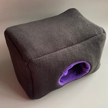 Load image into Gallery viewer, LARGE Fleece full cage set. Large house, snuggle sack, tunnel cage set.