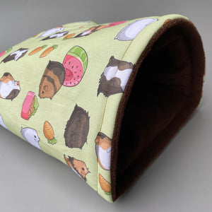 LARGE Guinea Pigs cosy snuggle cave. Padded stay open snuggle sack. Fleece pet bed. Stay open padded cave.