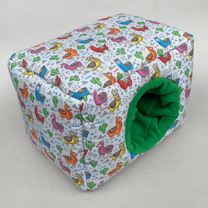 LARGE Drama Llamas cosy bed for guinea pigs. Padded house for guinea pigs.
