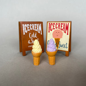 Mini ice creams and ice cream shop board sign for photos. Photo props