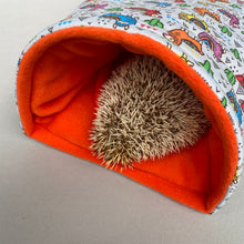 Load image into Gallery viewer, LARGE Drama Llama guinea pig cosy snuggle cave. Guinea Pig padded stay open snuggle cave.