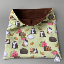 Load image into Gallery viewer, Guinea pigs mini set. LARGE size tunnel, snuggle sack and toys. Guinea pig fleece tunnel and sleeping pouch.