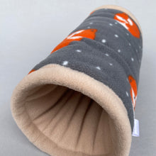 Load image into Gallery viewer, Fleece foxy padded fleece tunnel. Tube. Padded tunnel for hedgehogs