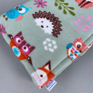Custom size sage Forest Animals fleece cage liners made to measure - sage green