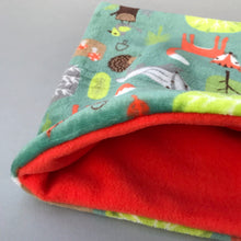 Load image into Gallery viewer, LARGE cuddle soft woodland animals snuggle sack. Small animal sleeping bag.
