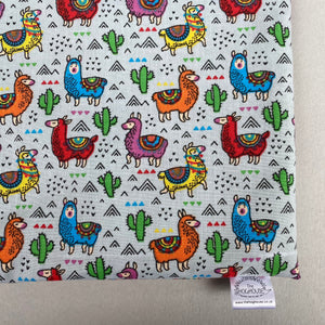 Drama Llamas snuggle sack. Small animal sleeping bag. Fleece lined.