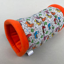 Load image into Gallery viewer, Drama Llama stay open padded fleece tunnel. Padded tunnel for hedgehogs and small pets.