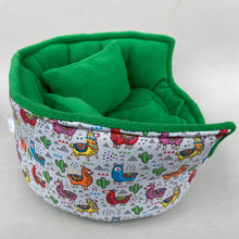 Load image into Gallery viewer, LARGE Drama Llama cuddle cup. Pet sofa. Guinea pig bed. Pet beds. Fleece sofa bed.