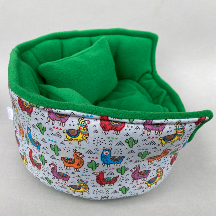 LARGE Drama Llama cuddle cup. Pet sofa. Guinea pig bed. Pet beds. Fleece sofa bed.