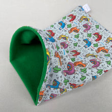 Load image into Gallery viewer, Drama Llamas snuggle sack. Small animal sleeping bag. Fleece lined.