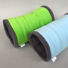 Load image into Gallery viewer, Regular stay open padded fleece tunnel. Padded tunnel for hedgehogs and guinea pigs.