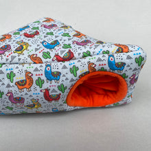 Load image into Gallery viewer, Drama Llama corner house. Hedgehog and small pet house. Padded fleece lined house.