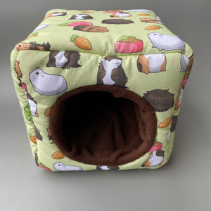 Guinea pig cosy cube house. Guinea pig cube house. Padded fleece lined house.