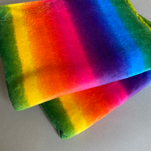 Rainbow cuddle fleece handling blankets for hedgehogs and small pets.