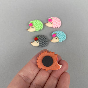 Set of five hedgehog magnets. Cute animal magnets, small fridge magnets.