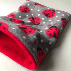 Ladybird snuggle sack. Small animal sleeping bag. Fleece lined. Double fleece sleeping bag