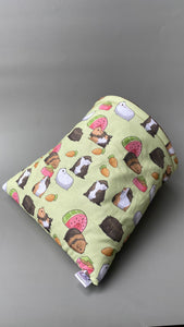 LARGE Guinea Pigs cosy snuggle cave. Padded stay open snuggle sack. Fleece pet bed. Stay open padded cave.