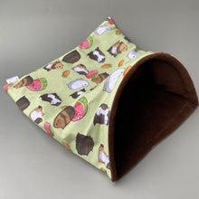 Load image into Gallery viewer, Guinea pigs mini set. Regular size tunnel, snuggle sack and toys. Fleece bedding. Guinea pig fleece tunnel and sleeping pouch.