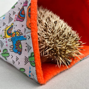 Drama Llamas snuggle sack. Small animal sleeping bag. Fleece lined.