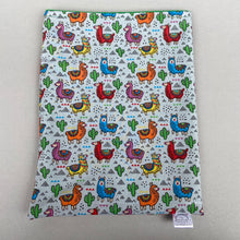 Load image into Gallery viewer, Drama Llamas snuggle sack. Small animal sleeping bag. Fleece lined.