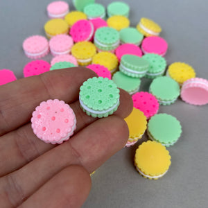 Colourful cookies photo prop. Round resin sandwich biscuit prop for photos.