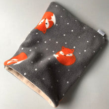 Load image into Gallery viewer, Foxy snuggle sack. Small animal sleeping bag. Fleece lined. Double fleece sleeping bag