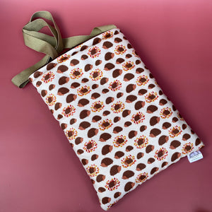 Autumn Hedgehogs padded bonding bag, carry bag for hedgehogs. Fleece lined.