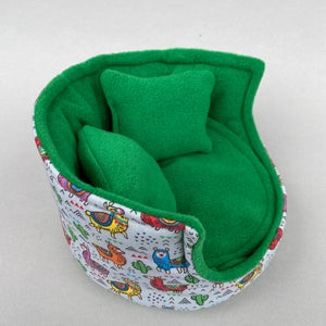 Drama Llama cuddle cup. Pet sofa. Hedgehog and small guinea pig bed. Small pet beds.