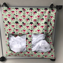 Load image into Gallery viewer, Dapper Mr Fox hanging hay bag for guinea pigs. Cotton hay feeder.