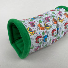 Load image into Gallery viewer, Drama Llama stay open padded fleece tunnel. Padded tunnel for hedgehogs and small pets.