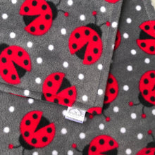 Load image into Gallery viewer, Custom size ladybird fleece cage liners made to measure - Grey with ladybird fleece