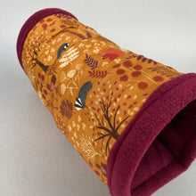 Load image into Gallery viewer, Autumn Forest stay open padded fleece tunnel. Padded tunnel for hedgehogs and small pets.