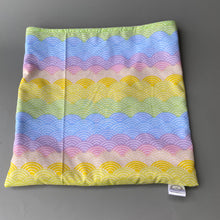 Load image into Gallery viewer, LARGE Pastel rainbows snuggle sack. Snuggle pouch/sleeping bag for hedgehogs, guinea pig and other small animals.