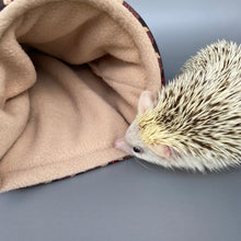 Load image into Gallery viewer, Autumn Hedgehogs cosy snugAutumn Hedgehogs cosy snuggle cave. gle cave. Padded stay open hedgehog bed.