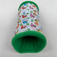 Load image into Gallery viewer, Drama Llama stay open padded fleece tunnel. Padded tunnel for hedgehogs and small pets.
