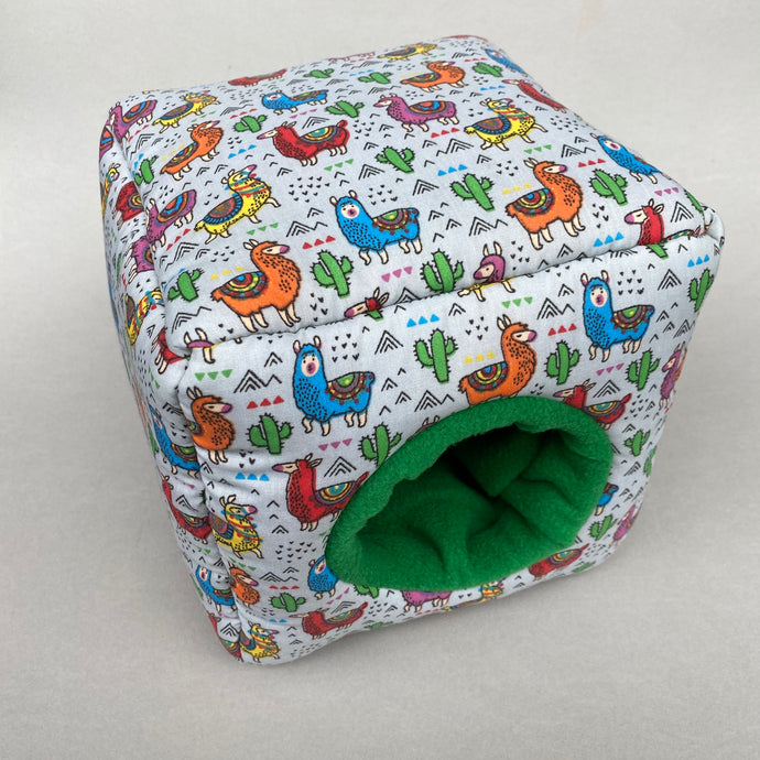 Drama Llama cosy cube house. Hedgehog and guinea pig padded fleece lined house.