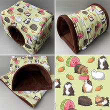 Load image into Gallery viewer, Guinea Pigs full cage set. LARGE house, large snuggle sack, large tunnel cage set for guinea pigs.