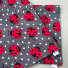Load image into Gallery viewer, Custom size ladybird fleece cage liners made to measure - Grey with ladybird fleece
