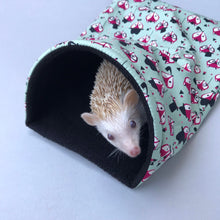 Load image into Gallery viewer, Dapper Mr Fox snuggle sack. Small animal sleeping bag. Fleece lined.