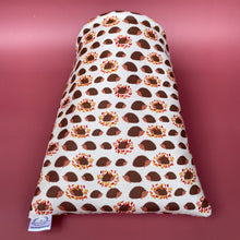 Load image into Gallery viewer, Autumn Hedgehogs cosy snuggle cave. Padded stay open hedgehog bed.