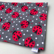 Load image into Gallery viewer, Custom size ladybird fleece cage liners made to measure - Grey with ladybird fleece