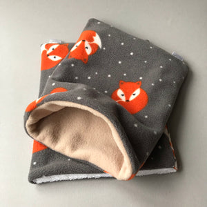 Foxy bath sack set. Fleece post bath drying pouch for small animals.