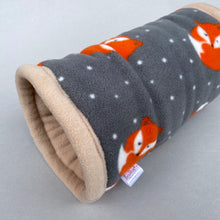 Load image into Gallery viewer, Fleece foxy padded fleece tunnel. Tube. Padded tunnel for hedgehogs