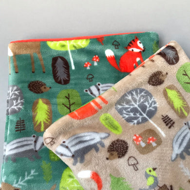 LARGE cuddle soft woodland animals snuggle sack. Small animal sleeping bag.