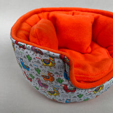 Load image into Gallery viewer, LARGE Drama Llama cuddle cup. Pet sofa. Guinea pig bed. Pet beds. Fleece sofa bed.