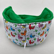 Load image into Gallery viewer, LARGE Drama Llama cuddle cup. Pet sofa. Guinea pig bed. Pet beds. Fleece sofa bed.