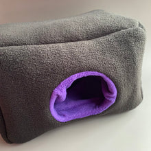 Load image into Gallery viewer, LARGE Fleece full cage set. Large house, snuggle sack, tunnel cage set.